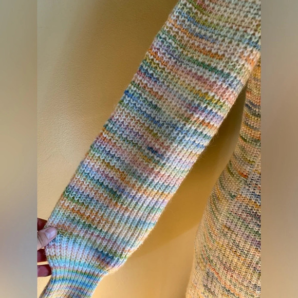 Ann Taylor LOFT Knit Space Dye Striped Balloon Sleeve Sweater Dress medium P - Picture 3 of 7